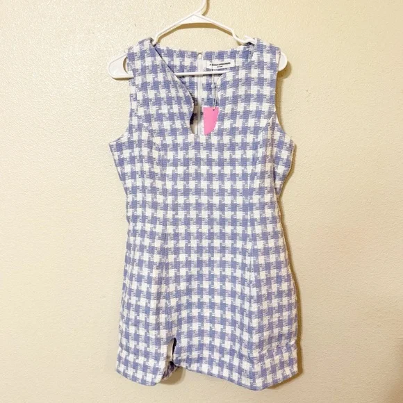 NWT Amanda Uprichard Puzzle Mini Dress in Light Blue Tweed Boucle size large